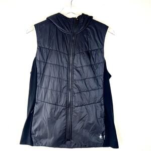 Smartwool Women's Smartloft 60 Hoodie Vest Quilted Merino Wool Black LARGE